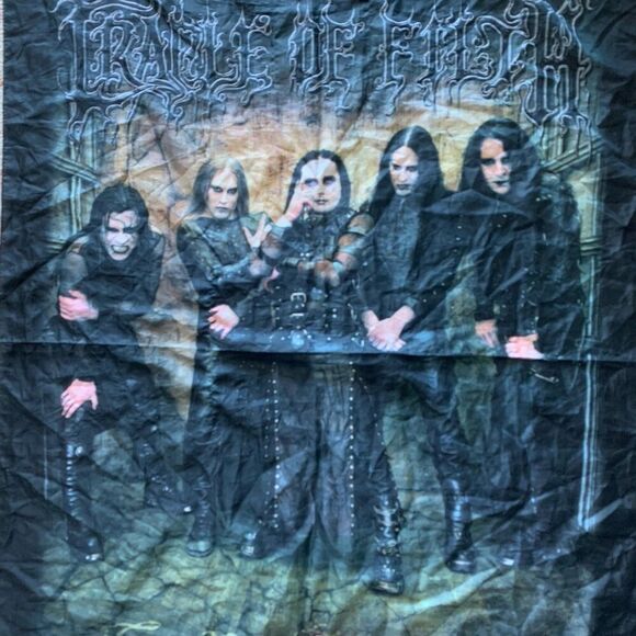 VTG Cradle Of Filth 2004 Coffin Fodder Album Metal Band Wall Hanging/Scarf Italy - Picture 13 of 16